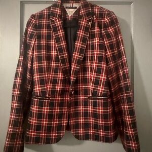 Tommy Hilfiger Red and Black Plaid Blazer